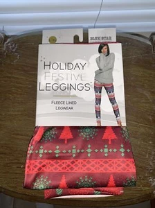 Blue Star Clothing Co L/XL Holiday Xmas Fleece Lined Legging NWT Red Multi - Picture 1 of 5