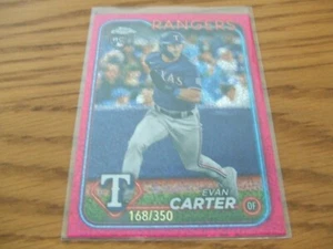 2024 Topps Chrome Magenta Speckle Refractors #136 Evan Carter RC168/350 RANGERS - Bild 1 von 2