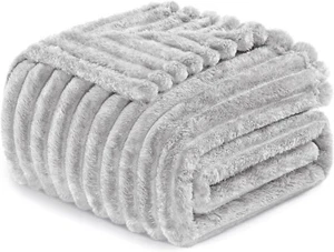Chunky Ribbed Mink Fleece Throw Blanket Soft Velvet Faux Fur Warm Sofa Bed Decor - Picture 1 of 131