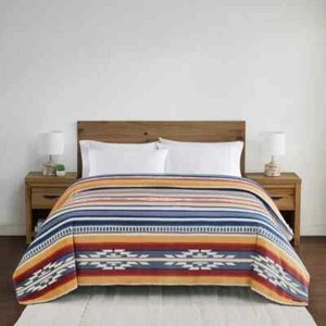 Pendleton Plush Blanket, Velvety Soft, Polyester, Saltillo Stripe - Queen size