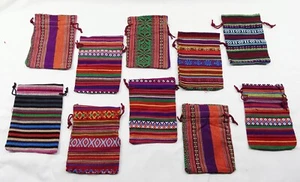 Cotton Drawstring Gift/Jewelry Bags 4" x 5-1/2" Colorful Pouch Ethnic Hippie Mix - Picture 1 of 12
