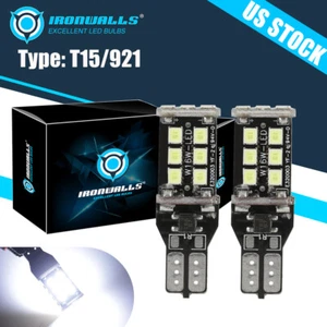 921 912 T15 LED Back Up Reverse Stop Light Bulbs 6000K Xenon White Free Returns - Picture 1 of 12