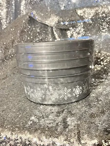 3 Lot Silver White Snowflakes Containers  w/Lids Christmas Holiday Time - New - Picture 1 of 5