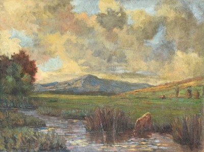 Franz Seraph Haindl 1865-1931 Partenkirchen / Gemälde 1923 Landschaft Garmisch - Bild 1 von 4