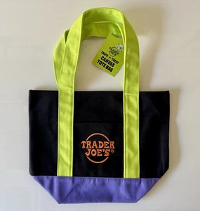 Trader Joes ‘Halloween’ Mini Canvas Tote Bag (Multicolored) Brand New Glow Neon - Picture 1 of 6