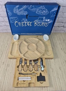 Mosomboo Large Bamboo Cheese Board Charcuterie Boards Gift Set Utinsels Lot NEW - Picture 1 of 22