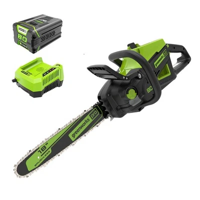 Greenworks Pro 80V 18英寸无绳链锯带4Ah电池和快速充电器 — 第 1/4 张图片