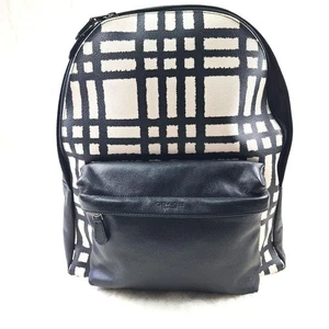 Coach Charles Pattern Backpack Black & White Used - Picture 1 of 12