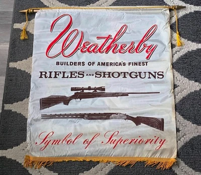 Vintage Weatherby Rifles & Shotguns Store Display Banner Gold Graphics Mfg. Co. - Image 1 of 4