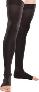 Ease Opaque Open-Toe Thigh Highs, Long, (Size: M) 15-20mmHg Black by Therafirm - Picture 1 of 2