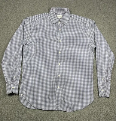 Ermenegildo Zegna Shirt Mens 16 41 Blue White Check Dress Regular Fit Cotton - Image 1 of 4