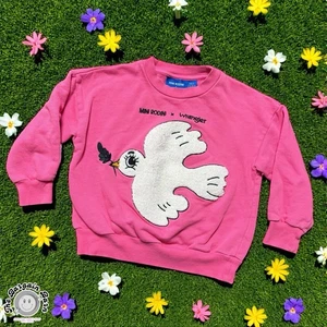 Felpa Mini Rodini × Wrangler Pink Peace Dove 3-5Y - Edizione Limitata Collab - Foto 1 di 4