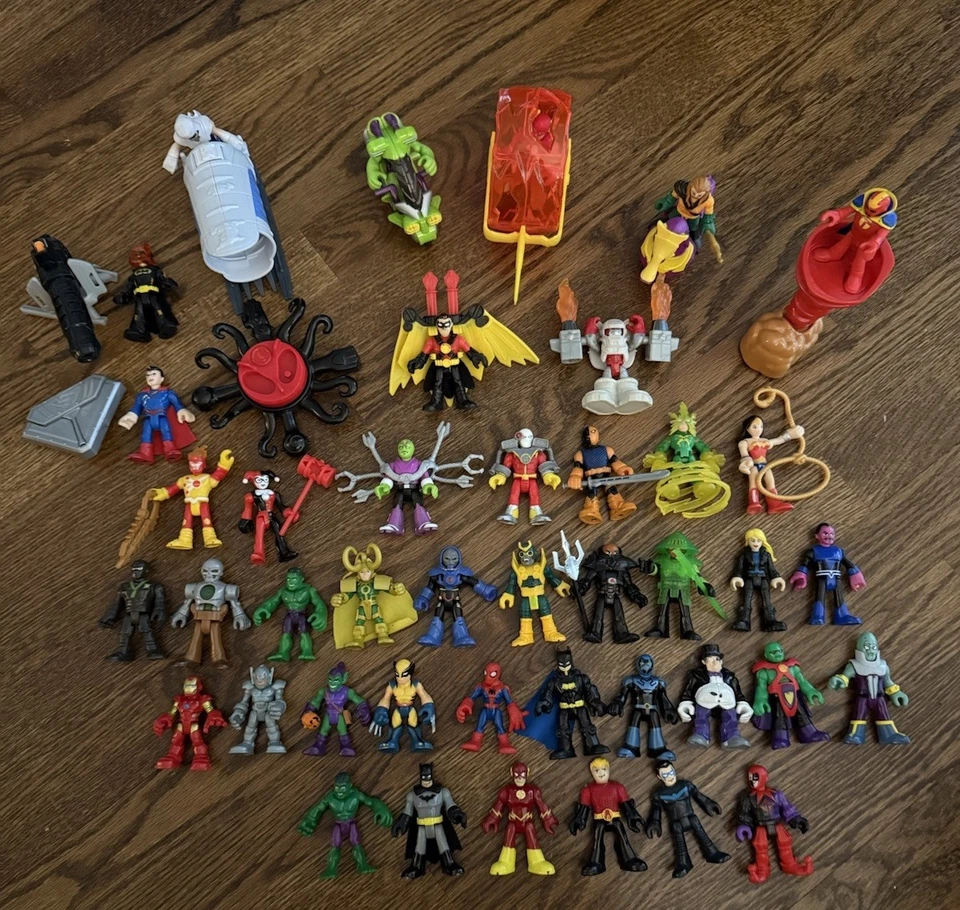Fisher Price Imaginext Batman DC/Marvel Super Friends Figures & Vehicle Toy Lot - Image 1 of 4