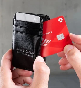 Geldklammer Minimalistisch Echtleder Schwarz Geldbörse MoneyClamp  - Bild 1 von 3