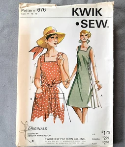 Kwik Sew Pattern 676 Misses A-Line Dress Size 14 16 18 Uncut FF 2 Styles - Picture 1 of 2
