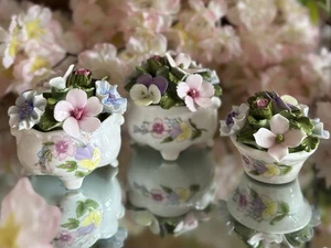 Aynsley WILD TUDOR Small Flower Posy Bowls x Three Vintage Ornaments - Picture 1 of 15