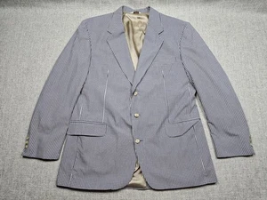 Cappotto sportivo Orvis uomo 44L blu navy check blazer gingham made USA giacca classica - Foto 1 di 9