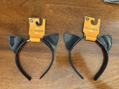 2 Black Leather Cat Ears Headband NWT One Size Children Halloween costume - Image 1 of 4