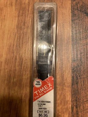 Винтажный женский ремешок для часов Timex черная кожа TX39916BK 16 мм - Изображение 1 из 4