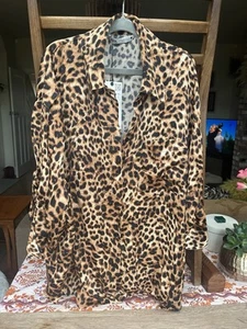 Zara Leopard Print Shirt Blouse Small - Picture 1 of 9