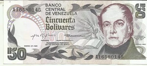 VENEZUELA 50 BOLIVARES 1980  P 58. COMMEMORATIVE. XF CONDITION. 3RW 14OCT - Bild 1 von 1