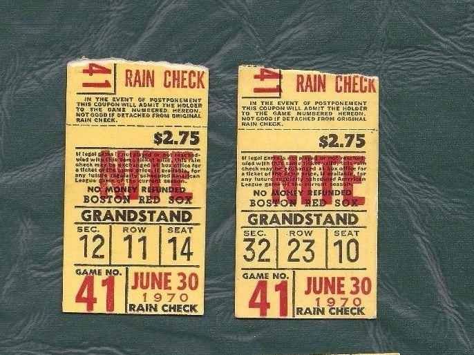 1970 6/30 baseball ticket lot of 2 Washington Senators Boston Red Sox - Image 1 of 1