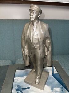 weiß Figur aus Alabastergips 19 cm DDR Retro Büste Lenin im Stil Sowjetunion