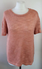 F&F Ladies Size UK 12 Salmon Pink Crew Neck Short Sleeve Knitted Jumper B6