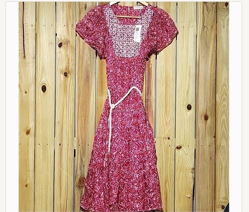 Abito midi seta floreale Tory Burch rosso paisley gioiellito floreale taglia 4