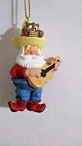 HALLMARK 1995 COWBOY SANTA'S SERENADE w/ GUITAR Christmas Ornament - Picture 1 of 2