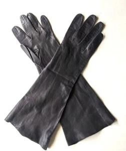 Viola Weinberger Formal Gloves Brown Kidskin Leather Women Med Vtg 14.5" Long - Picture 1 of 6