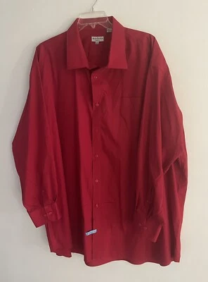 Modena Men’s Red Long Sleeves Shirt Classic Fit Cotton Size 22 Tall 36/37 - Image 1 of 4