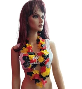 10 x Deutschland Hawaiikette Blumenkette FanArtikel Accessoire Schwarz-Rot-Gold - Bild 1 von 2