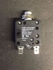 Potter & Brumfield W58-XB1A4A-6 Circuit Breaker 250 VAC, 50 VDC, 6A - Picture 1 of 4