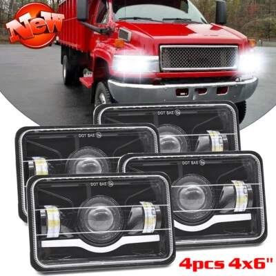 4 faros LED de 4x6" haz sellado alto-bajo para GMC C4500 C5500 2003-2009 Topkick Foto 1 de 4