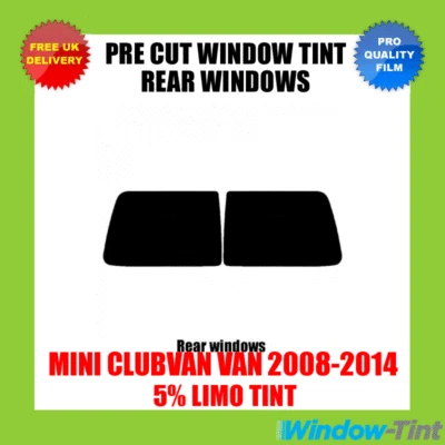 Tinte de ventana precortado para mini furgoneta clubvan 2008-14 5% limusina película de tintado trasero negra - Imagen 1 de 2