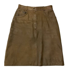 VTG Skirt Womens 7/8 Brown 3 Pocket Jean Front Lined G-III Leather Fashions - Picture 1 of 12