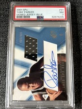 2001-02 Upper Deck SPx #91 Tony Parker Signed Rookie Jersey /800 Psa 7