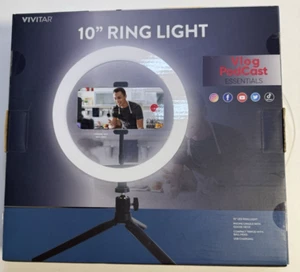 Vivitar 10" LED Ring Light, Tripod & Phone Clamp Vlog PodCast Essentials VIVRL10 - Picture 1 of 3