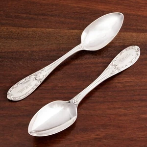 2 DAVID HOTCHKISS SYRACUSE COIN SILVER TEASPOONS JENNY LIND 1857 MONO R LITTLE - Picture 1 of 5