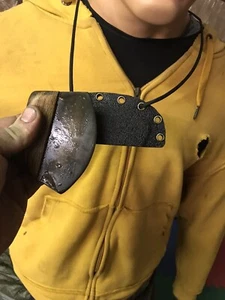 Handgeschmiedetes indianisches Alaskan Inuit Grönland Ulu Messer UND HALSSCHEIDE - Bild 1 von 12