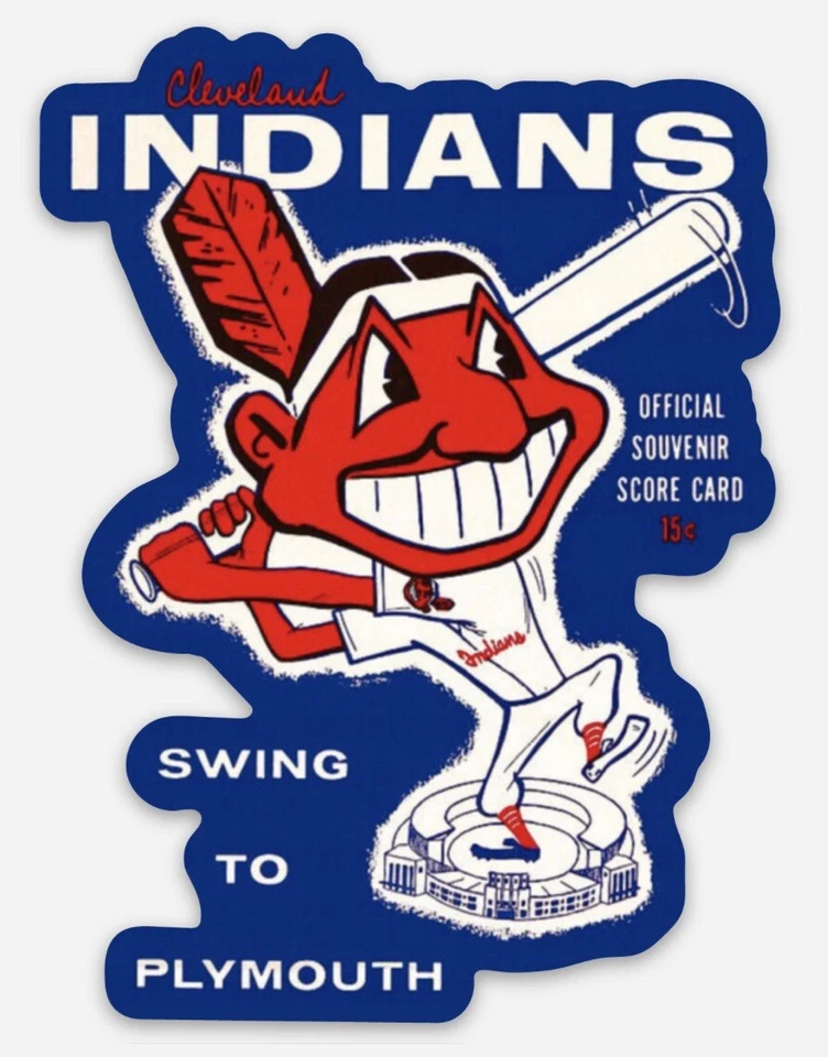 Cleveland Indians Swing To Plymouth ScoreCard Custom Diecut Magnet Vintage Wahoo - Image 1 of 1