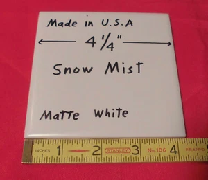 1 pc. Matte White: Vintage Ceramic Tile; 4-1/4" Color Known as Snow Mist: NEW - Picture 1 of 10