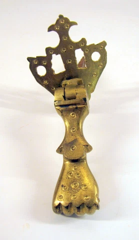 Unique Rare Vintage Antique Brass Hand Closed Fist House Door Knocker Cover