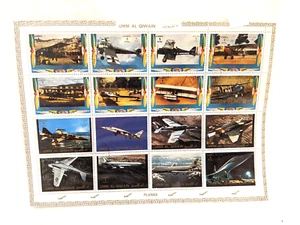 UAE UMM AL QIWAIN AVIATION AIRCRAFT SET OF 8 STAMPS BLOCK 1970s Airmail RIVAL - Picture 1 of 6