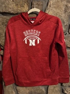 Nebraska Cornhuskers Adidas Sideline Climawarm Sweatshirt/Hoodie Red Youth Large - Picture 1 of 3