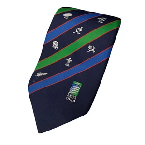 Rugby World Cup Neck Tie 1999 IRB Blue Green Red Polyester Belmont Silks - Picture 1 of 7