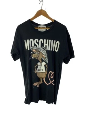 Camiseta negra de algodón MOSCHINO Rat A Porter para mujer Foto 1 de 4