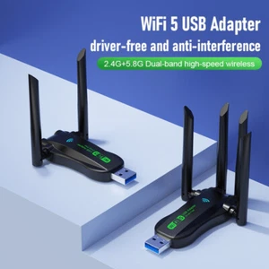 USB WiFi Adapter Dual Band 2.4G 5.8Ghz High-Speed Network Card Wireless Rece _tm - Photo 1/12