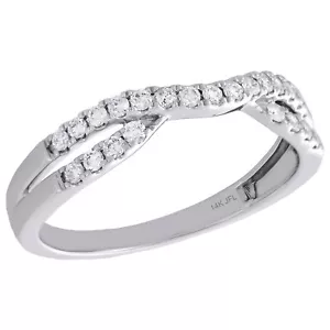 14K White Gold Round Diamond Contour Enhancer Ring Ladies Wedding Band 0.25 Ct. - Picture 1 of 5